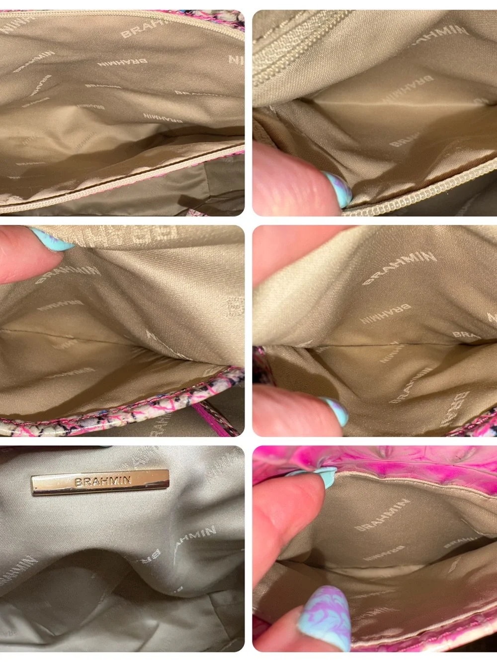 Brahmin EUC Md Asher - Pink Cobra Ombré - Front EYE - Neon Pink, Purple